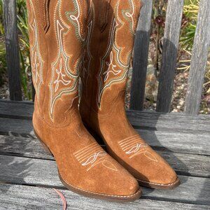 Dingo Camel Hot Sauce Embroidered New Snip Toe Mid- Calf Women's Boots, Size 9M